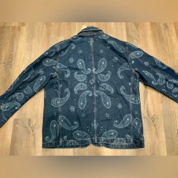 LEVI'S x SNOOP DOGG BLUE PAISLEY/BANDANA 420 HEMP DENIM CHORE JACKET Men's Sz S